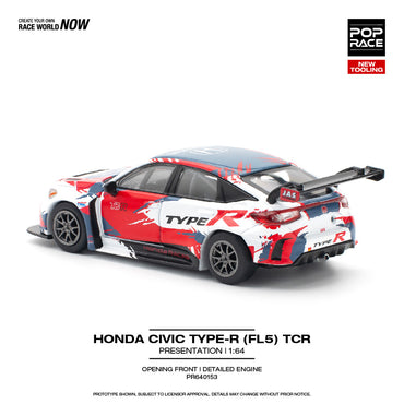 Pop Race Honda Civic Type-R (FL5) TCR Presentation 1:64 Diecast Car 640153