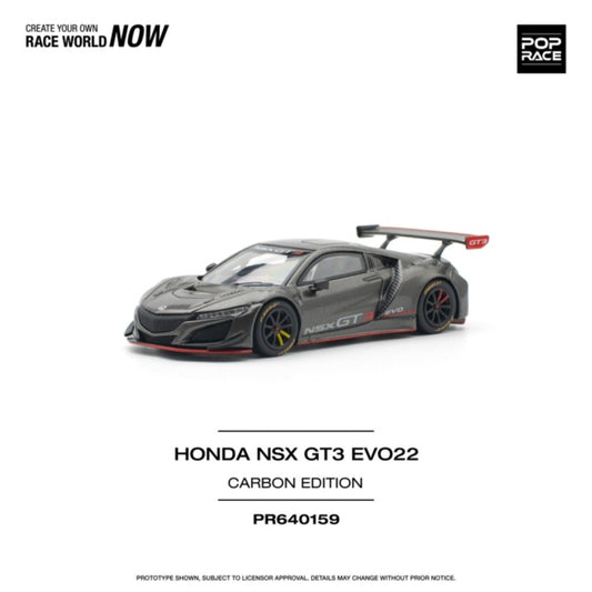 Pop Race Honda NSX GT3 EVO22 Carbon Edition 1:64 Diecast Model 640159