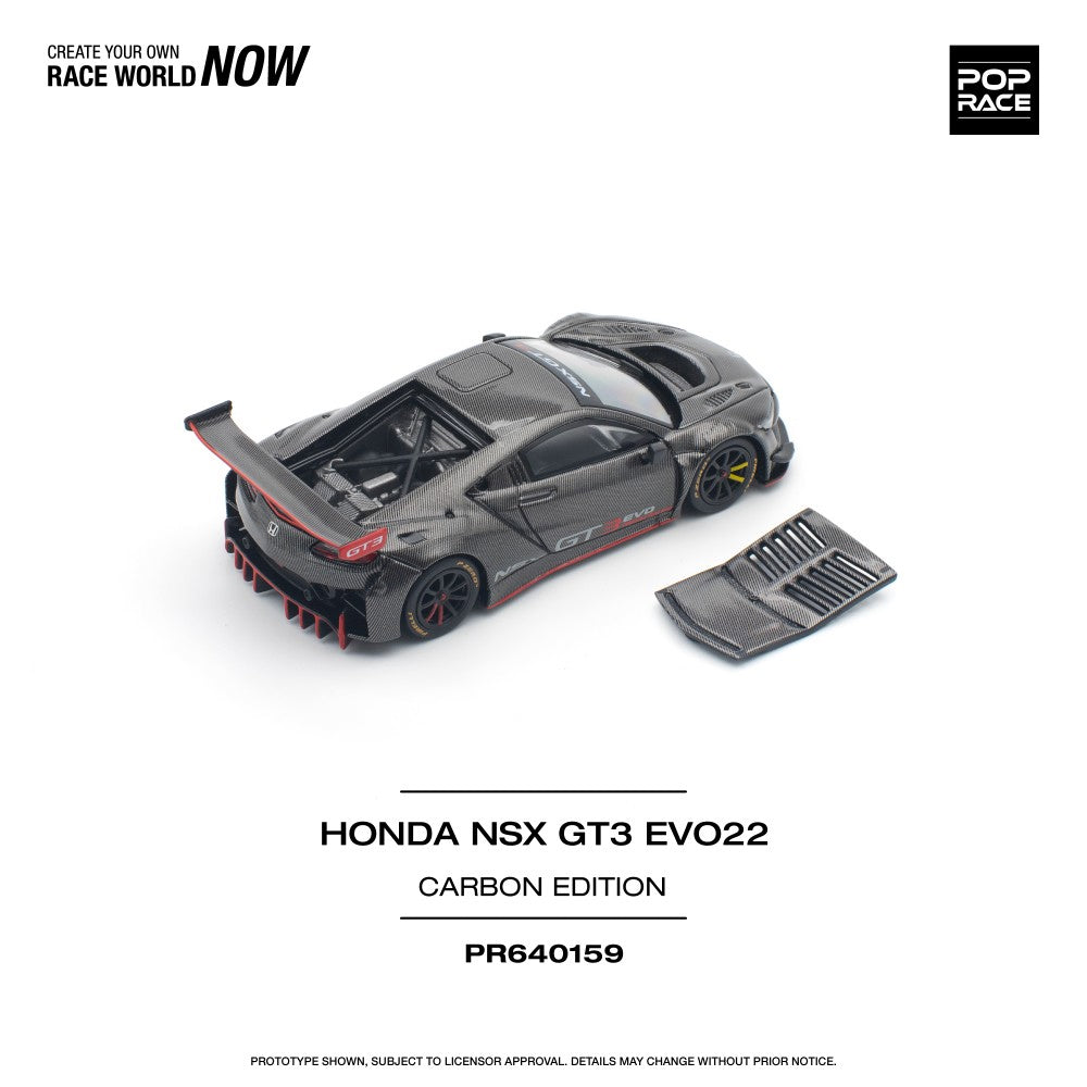 Pop Race Honda NSX GT3 EVO22 Carbon Edition 1:64 Diecast Model 640159