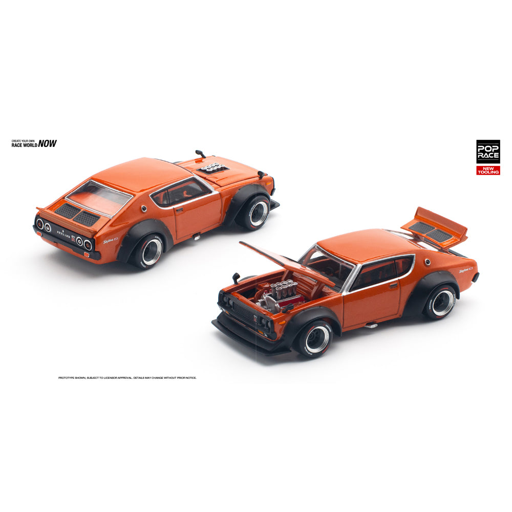 Pop Race Skyline GT-R V8 Drift Kenmeri (Orange) 1:64 Diecast Model 640173