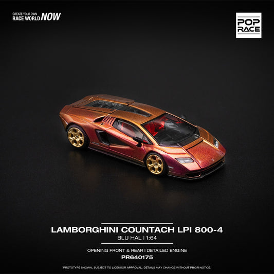 Pop Race Lamborghini Countach LPI 800-4 Blu Hal 1:64 Diecast Model 640175