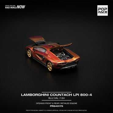 Pop Race Lamborghini Countach LPI 800-4 Blu Hal 1:64 Diecast Model 640175