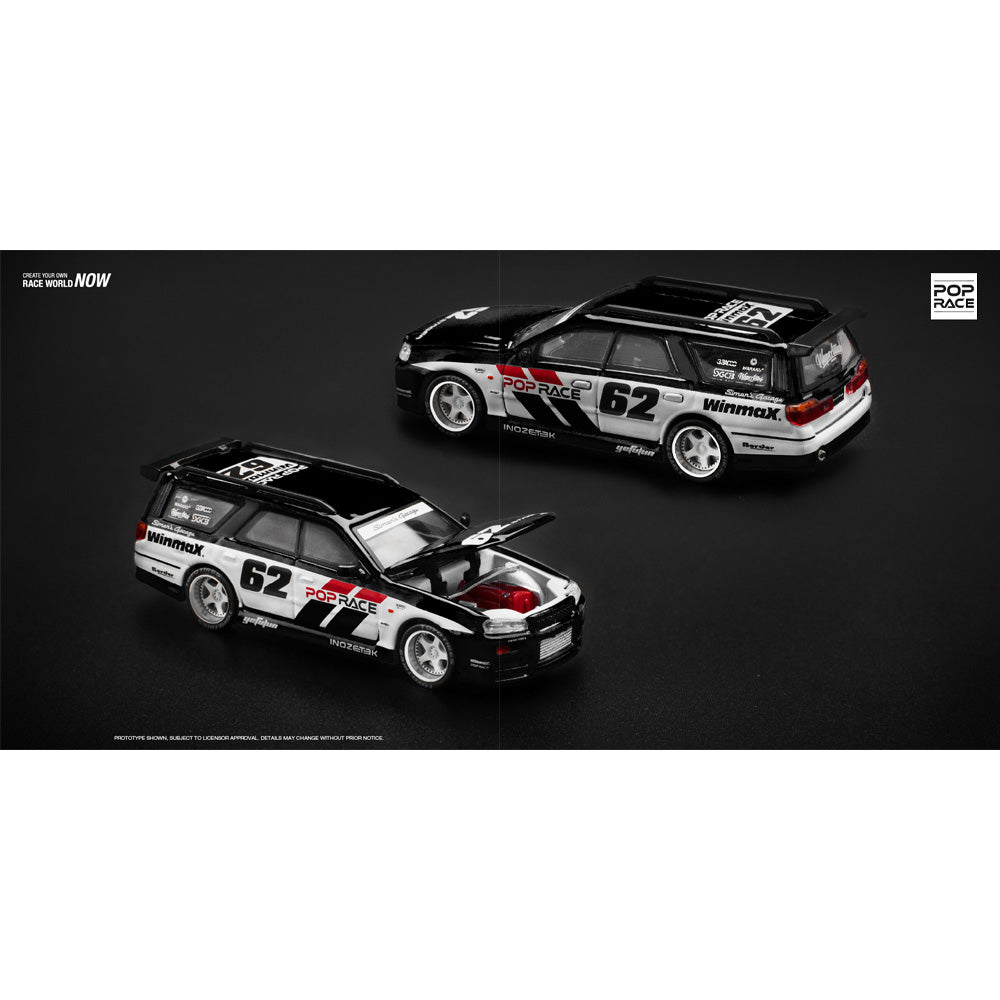 Pop Race Nissan Stagea Simon's Garage#62 Black 1:64 Diecast Model 640211