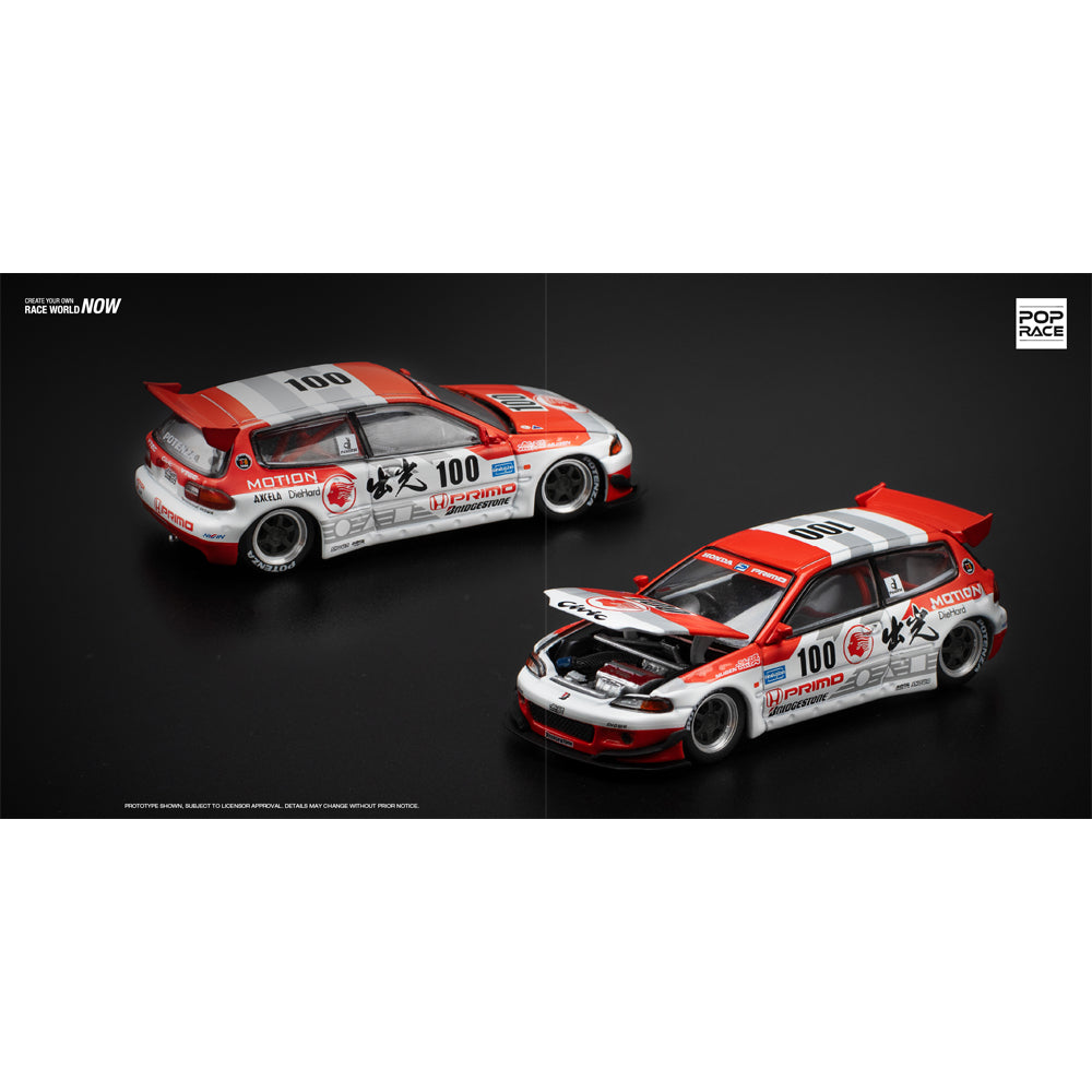 Pop Race Pandem Civic EG6 v1.5 Idemitsu Motion Infinite 1:64 Diecast 640212