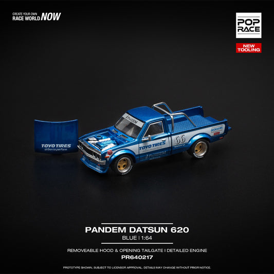 Pop Race Pandem Datsun 620 Blue 1:64 Diecast Car 640217