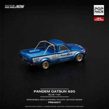 Pop Race Pandem Datsun 620 Blue 1:64 Diecast Car 640217