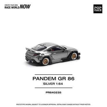 Pop Race Pandem GR86 - Silver (New Tooling) 1:64 Diecast Car