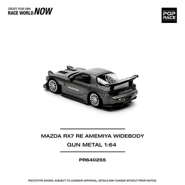 Pop Race Mazda RX-7 RE Amemiya Gun Metal 1:64 Diecast Car 640255
