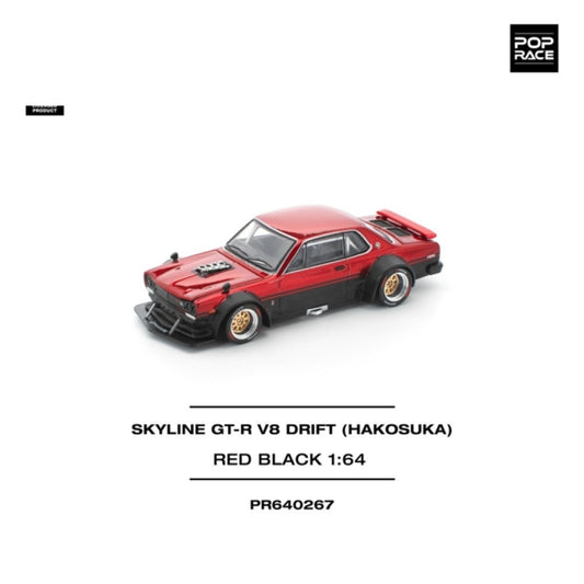 Pop Race Skyline GT-R V8 Drift (Hakosuka) - Red Black 1:64 Car PR640267