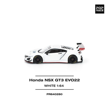Pop Race Honda NSX GT3 Evo22 - White 1:64 Diecast Car PR640280