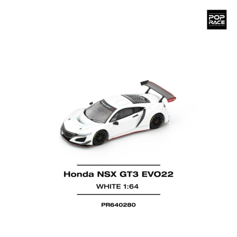 Pop Race Honda NSX GT3 Evo22 - White 1:64 Diecast Car PR640280