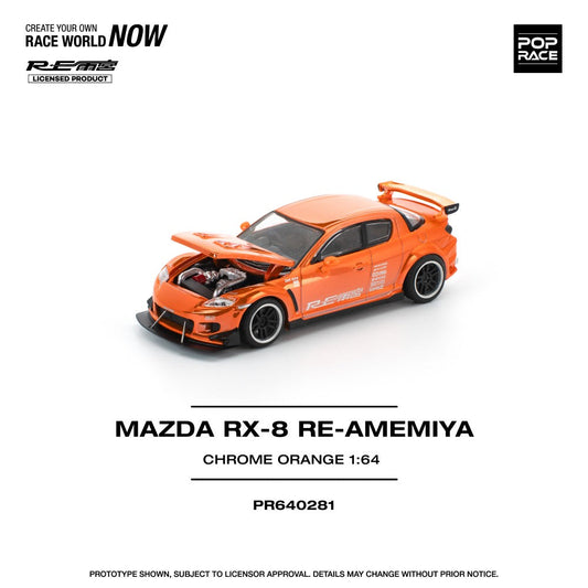 Pop Race Mazda RX-8 RE-AMEMIYA - Chrome Orange 1:64 Diecast Car PR640281