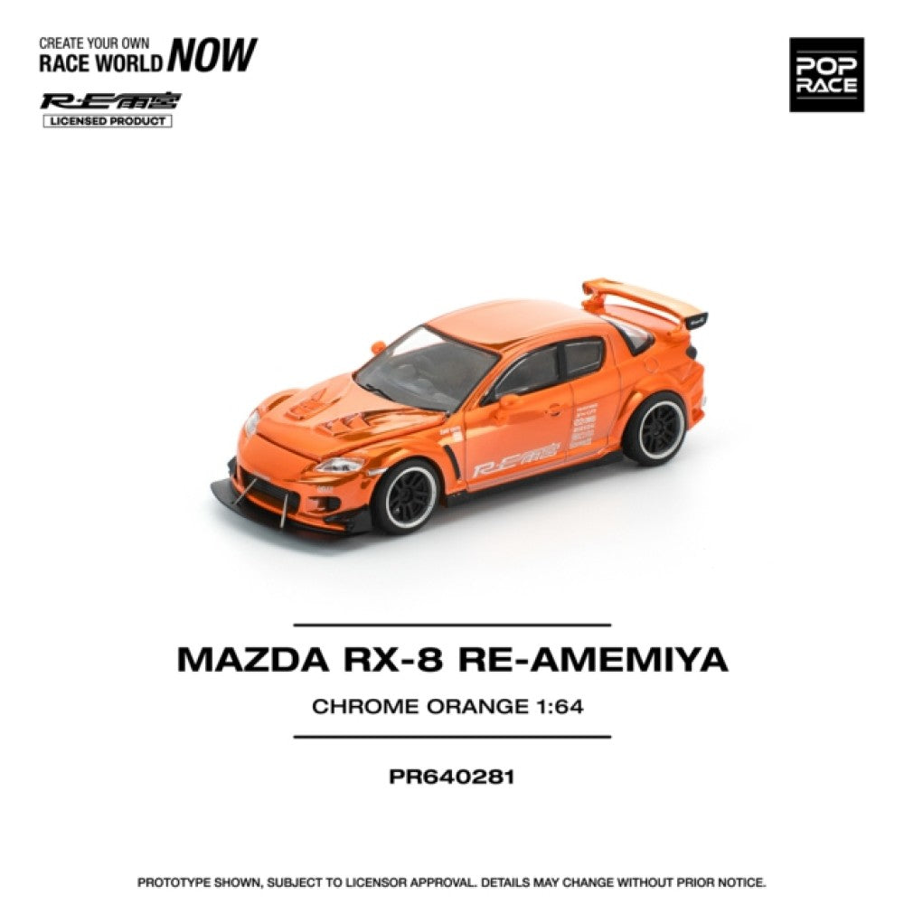 Pop Race Mazda RX-8 RE-AMEMIYA - Chrome Orange 1:64 Diecast Car PR640281