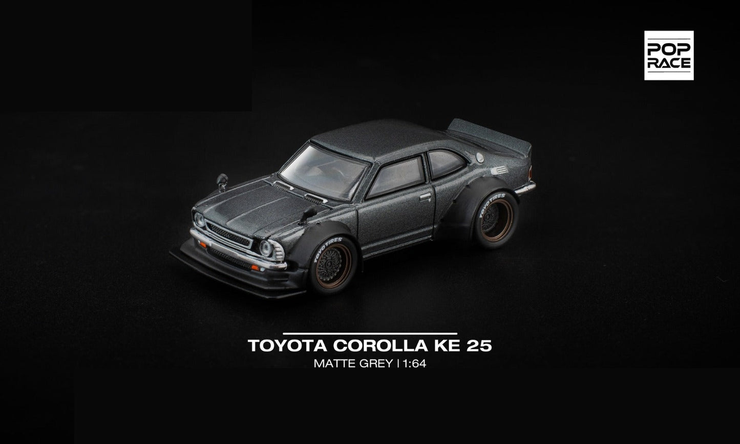 Pop Race Toyota Corolla KE 25 Matte Grey 1:64 Diecast Car PR640305