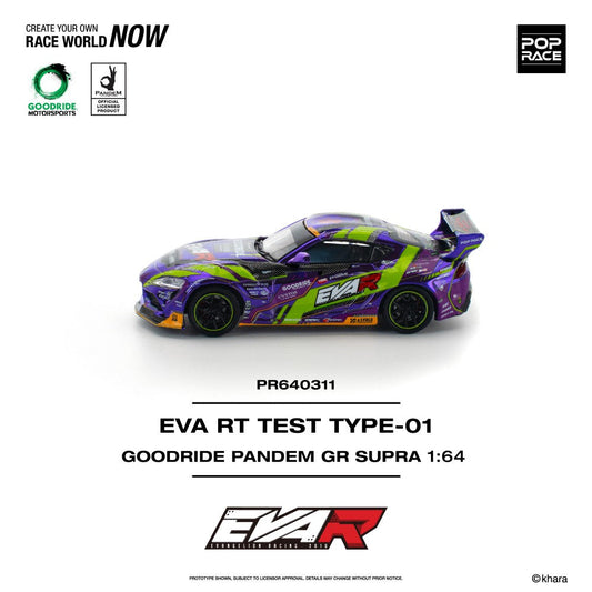 Pop Race EVA RT Test TYPE-01 Goodride Pandem GR Supra 1:64 Diecast Car PR640311