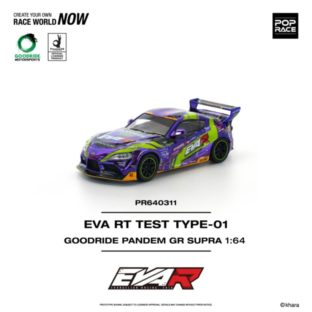 Pop Race EVA RT Test TYPE-01 Goodride Pandem GR Supra 1:64 Diecast Car PR640311