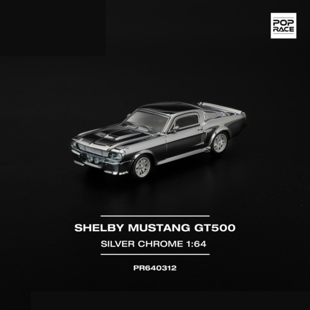Pop Race Shelby Mustang GT500 - Silver Chrome 1:64 Car PR640312
