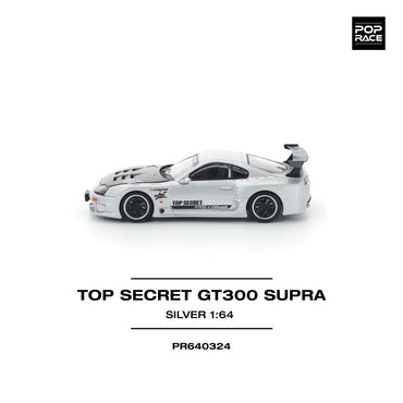Pop Race Top Secret GT300 Supra Silver 1:64 Diecast Car PR640324