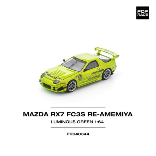 Pop Race Mazda RX7 FC3S Re-Amemiya Luminous Green 1:64 Car PR640344
