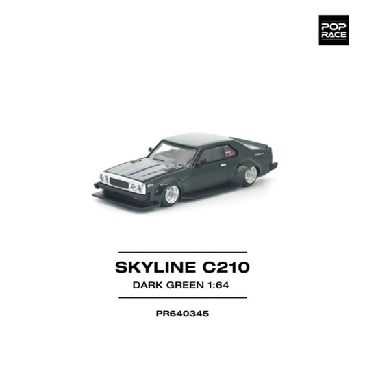Pop Race Skyline C210 Dark Green (New Tooling) 1:64 Car PR640345