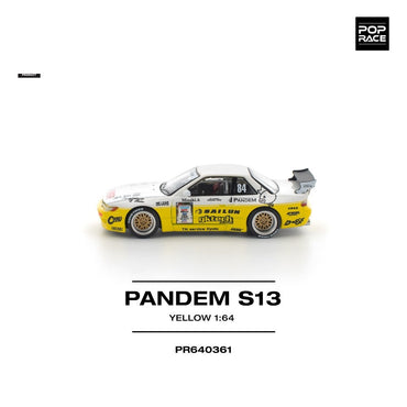 Pop Race Pandem Silvia S13 2020 D1 Lights Yellow/White 1:64 Car PR640361
