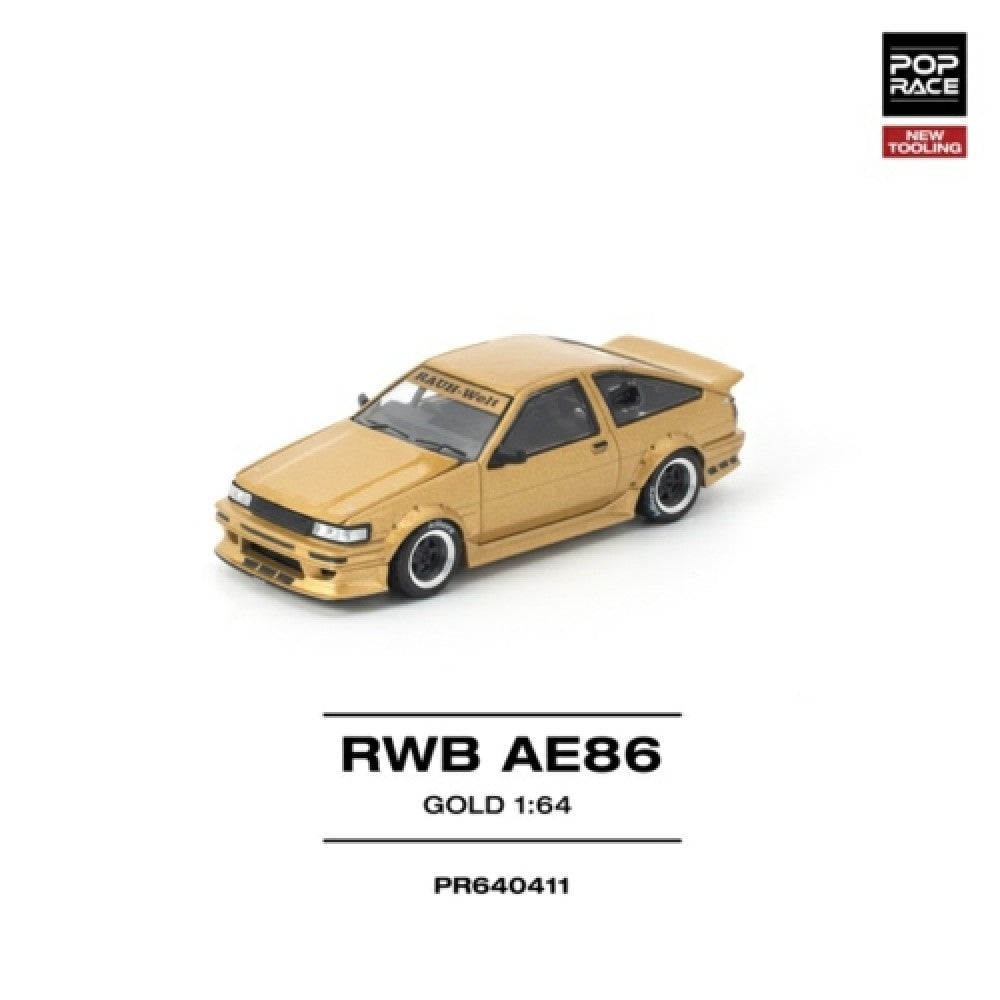 Pop Race RWB AE86 Gold New Tooling 1:64 Diecast Car PR640411