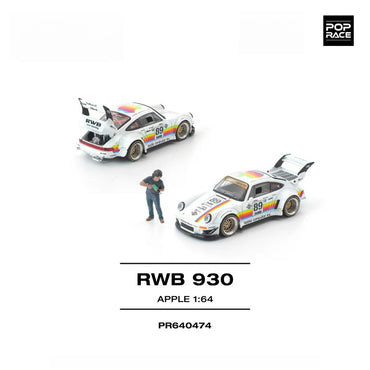 Pop Race RWB 930 Apple With Figure 1:64 Diecast Car PR640474