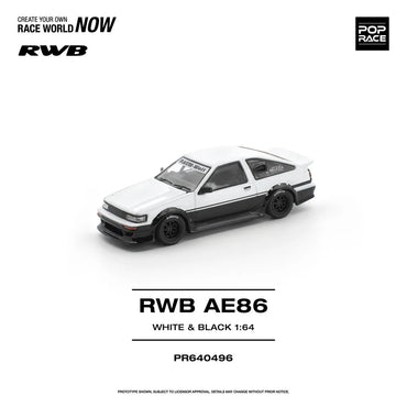 Pop Race RWB Ae86 White Black 1:64 Diecast Car PR640496