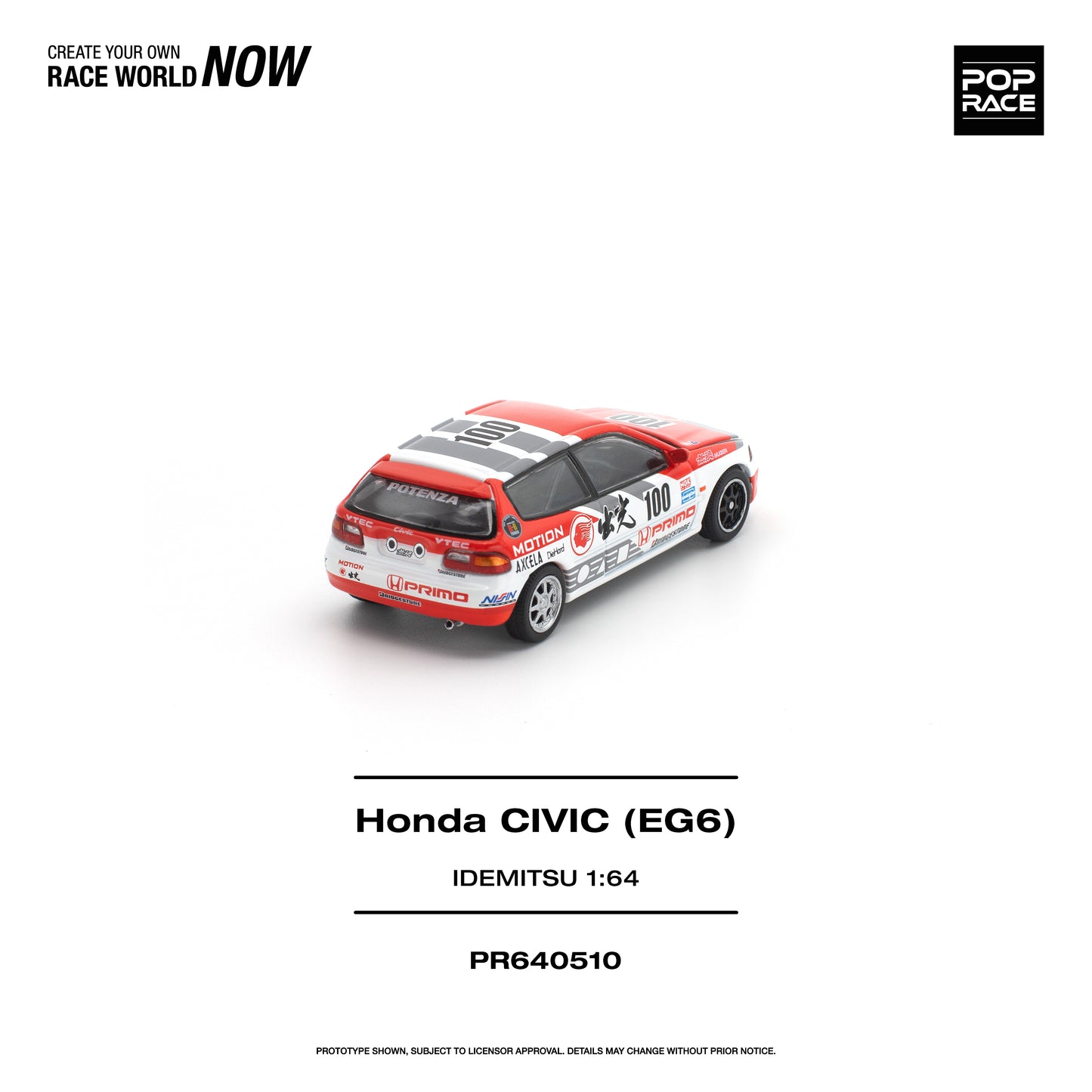 Pop Race Honda Civic (EG6) Idemitsu Motion Infinite 1:64 Diecast Model 640510