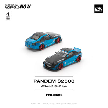 Pop Race Pandem S2000 Metallic Blue 1:64 Diecast Model 640524