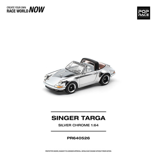 Pop Race Singer Targa Silver Chrome 1:64 Diecast Car 640526