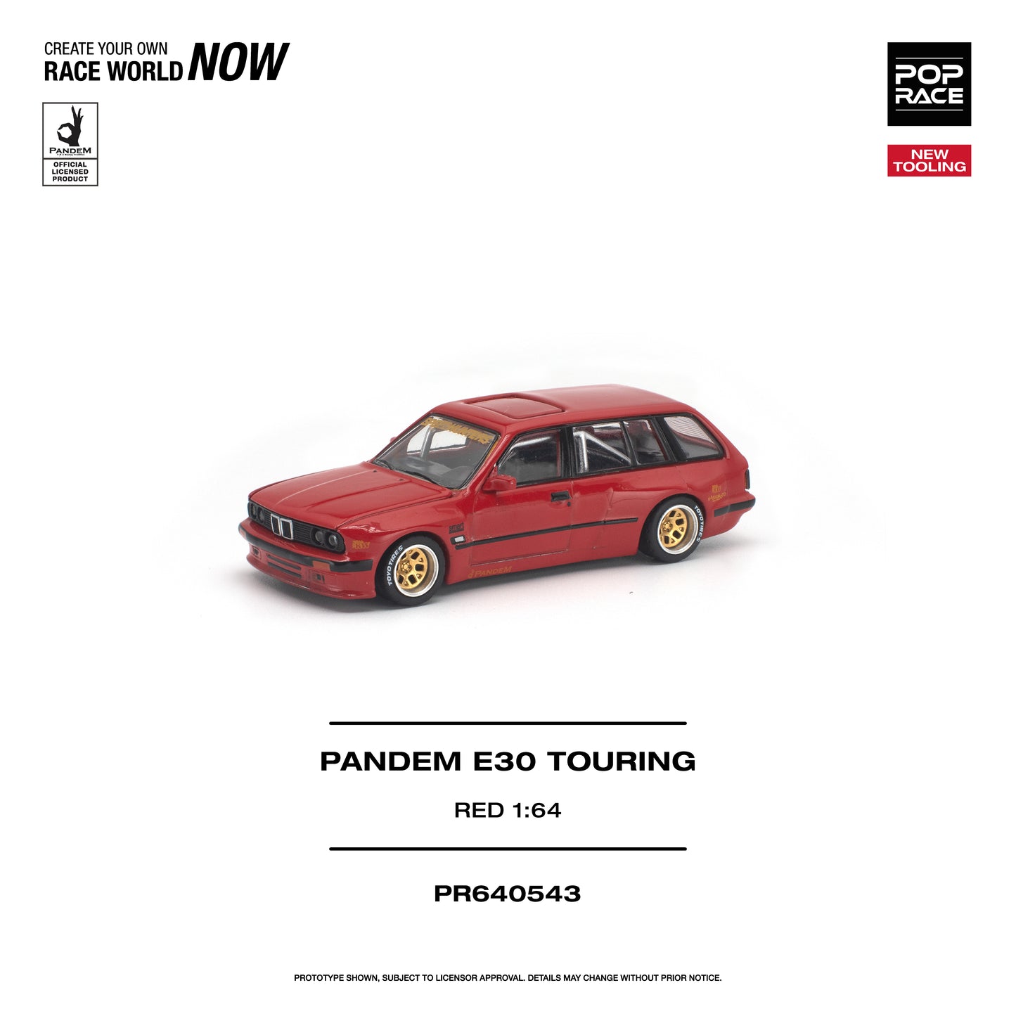 Pop Race Pandem E30 Touring - Red 1:64 Diecast Model 640543