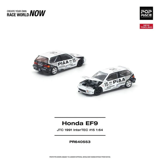 Pop Race Honda Civic (EF9) No.15 JTC 1991 Intertec 1:64 Diecast Model PR640553