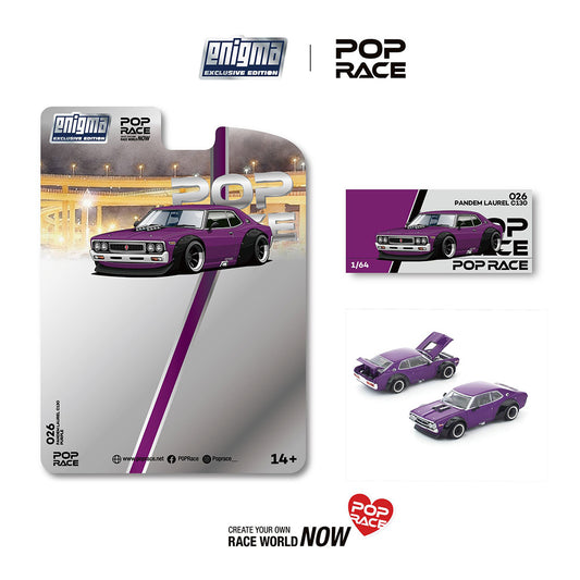 Pop Race Pandem Laurel C130 Purple Enigma 1:64 Diecast Model PR64E026