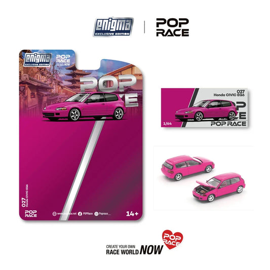 Pop Race Honda Civic EG6 Pink Enigma 1:64 Diecast Model PR64E027