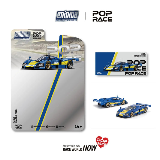 Pop Race Mazda 787B Racing Blue/Yellow Enigma 1:64 Diecast Model PR64E036