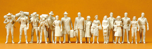 Preiser 65600 Passengers/Passers By/Travellers (16) Unpainted Figures O Gauge