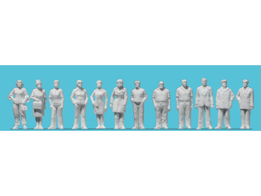Preiser Standing People (12) Unpainted Figure Set PR68291 1:50