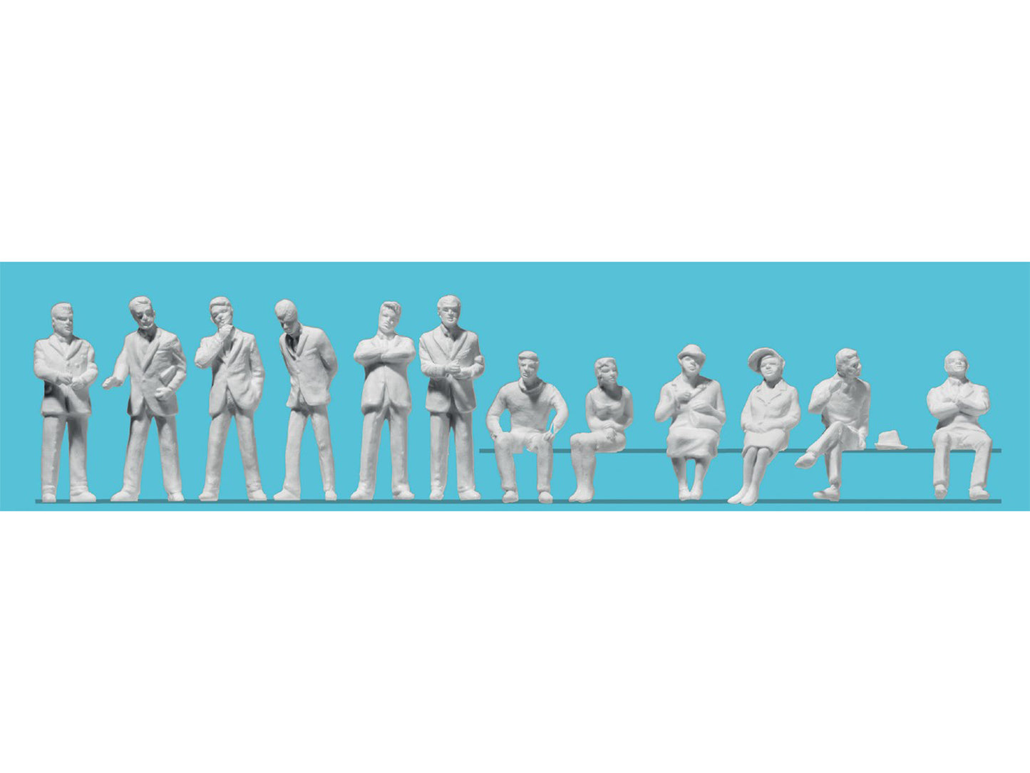 Preiser Businessmen (6) & Seated Persons (6) Unpainted Figure Set PR68294 1:50