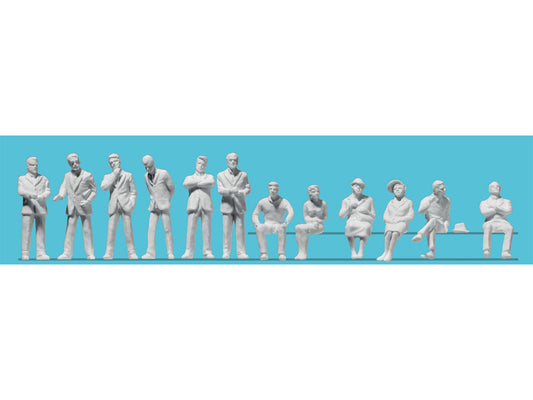 Preiser Businessmen (6) & Seated Persons (6) Unpainted Figure Set PR68294 1:50