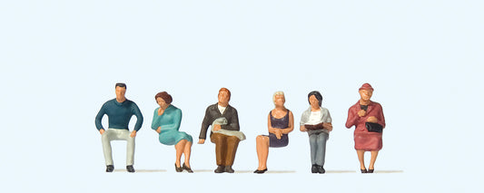 Preiser Seated People (6) British OO Scale Figure Set PR73000 OO Scale