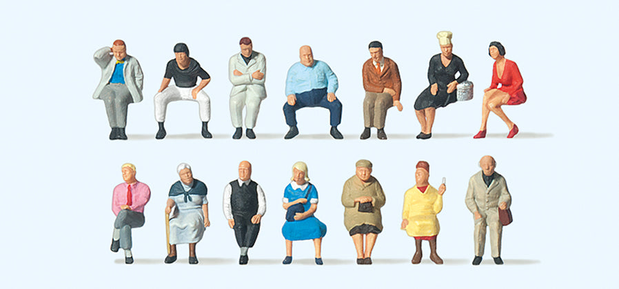 Preiser 75041 Seated Travellers (14) Figure Set TT Scale