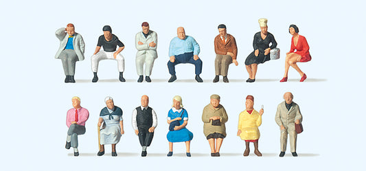 Preiser 75041 Seated Travellers (14) Figure Set TT Scale