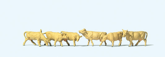 Preiser 79229 Light Brown Cows (6) Figure Set N Gauge