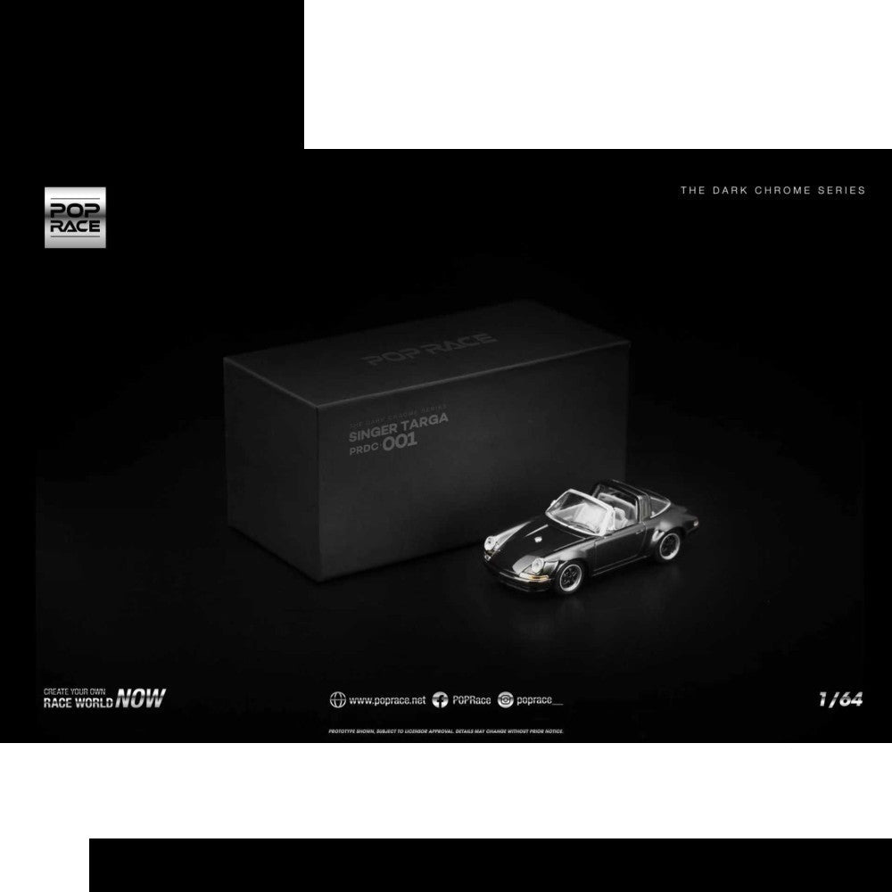Pop Race Singer Targa Dark Chrome 1:64 Diecast Car PRDC001