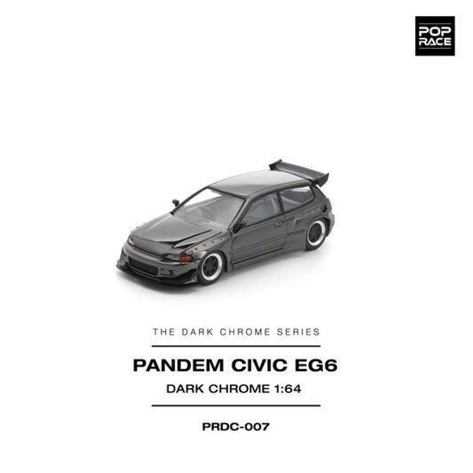 Pop Race Pandem Civic EG6 Dark Chrome 1:64 Diecast Car PRDC007