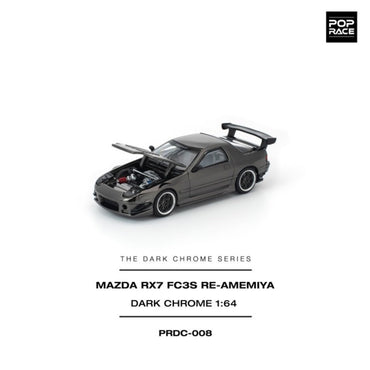 Pop Race Mazda RX7 (FC3S) Re-Amemiya Dark Chrome 1:64 Diecast Car PRDC008