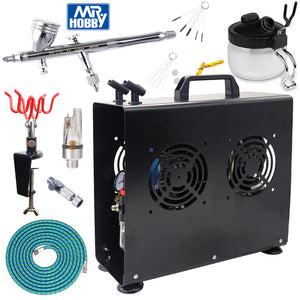 Mr Hobby PS-270 Procon Boy FWA Plat. 02 Airbrush Premium Compressor Bundle Kit