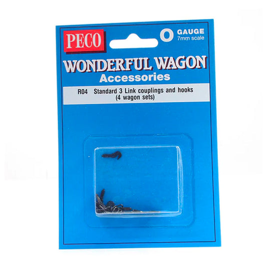 Parkside PS624 3 Link Couplings & Hooks (4 wagon sets) R04 O Gauge