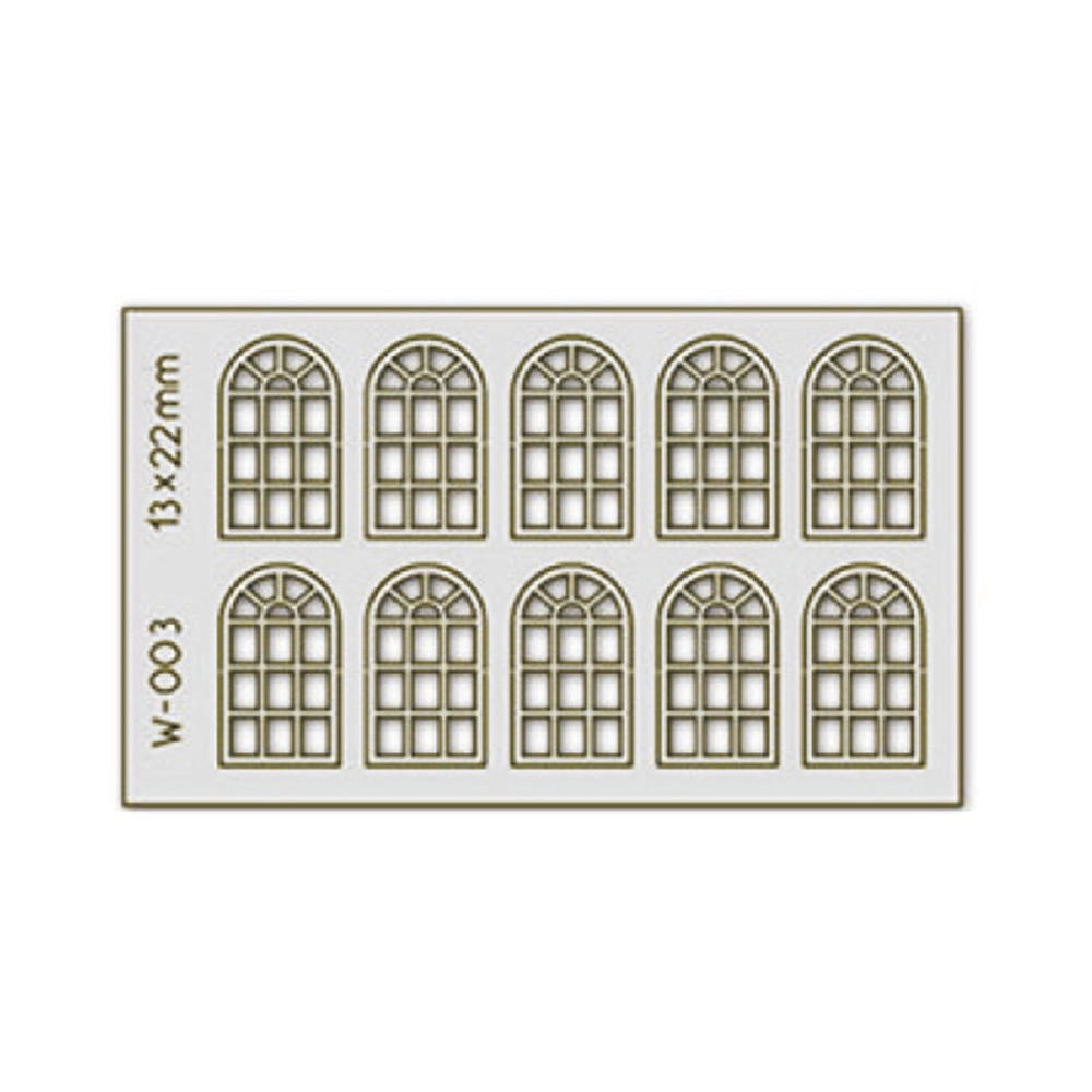 Proses W-003 10 pcs 13X22mm 14 Pane Arched Windows H0/00